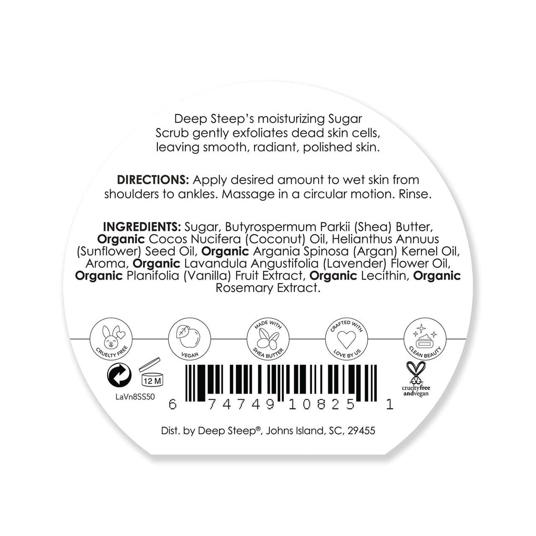 Argan Oil Sugar Scrub, Lavender Vanilla, 8 Ounce