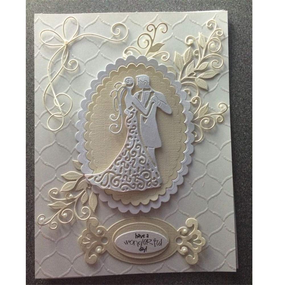 Wedding Bride Groom Metal Cutting Dies 2.8 by 4.6 Inch Die Cuts for DIY Scrapbooking Card Making Wedding Invitation Album Frame Embossing Decor Craft Die Cuts
