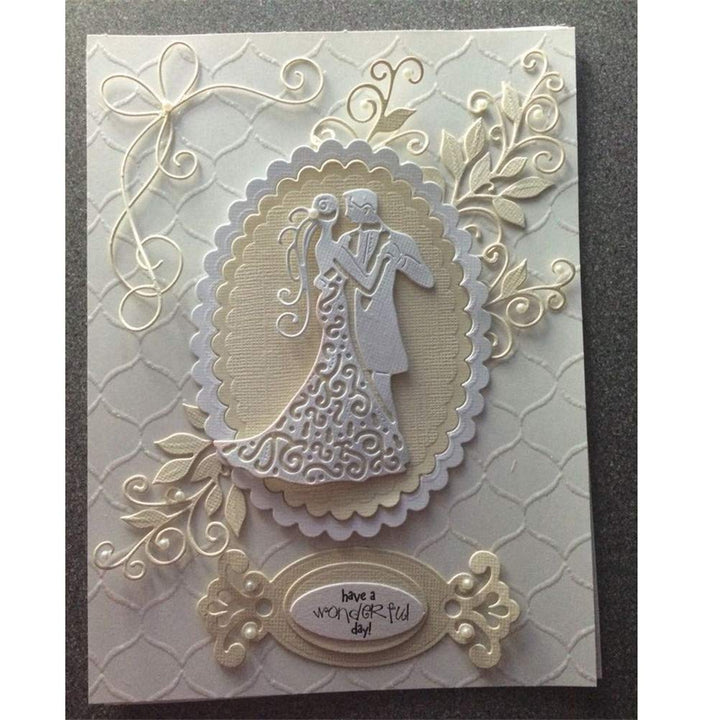 Wedding Bride Groom Metal Cutting Dies 2.8 by 4.6 Inch Die Cuts for DIY Scrapbooking Card Making Wedding Invitation Album Frame Embossing Decor Craft Die Cuts