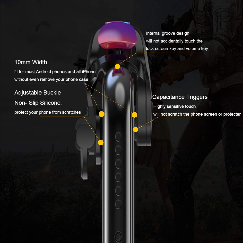CK3 Mobile Triggers,Mobile Game Controller, Game Trigger for PUBG/Fortnite/Call of Duty,Shooter Sensitive Controller Joysticks Aim &amp; Fire Trigger for iPhone and Android Phone(1 Pair)