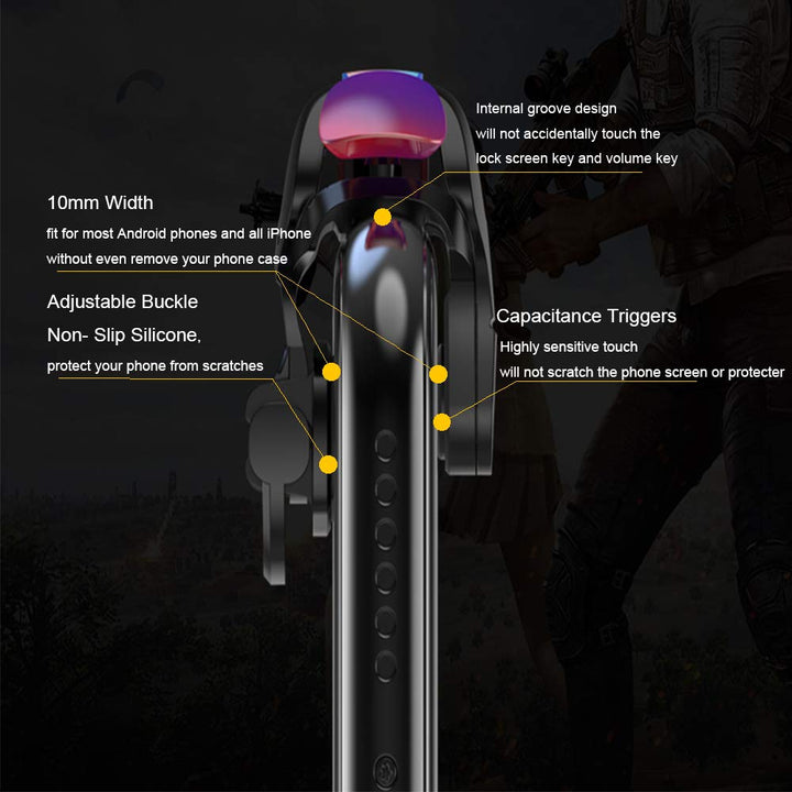 CK3 Mobile Triggers,Mobile Game Controller, Game Trigger for PUBG/Fortnite/Call of Duty,Shooter Sensitive Controller Joysticks Aim &amp; Fire Trigger for iPhone and Android Phone(1 Pair)