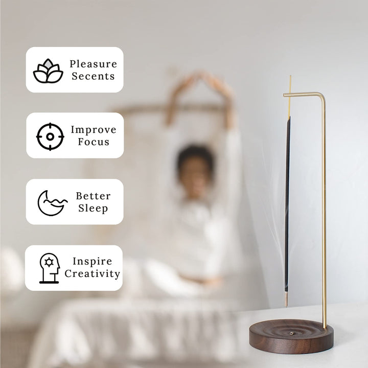 SeedWave Incense Holder, Wooden Incense Holder for Sticks, Lotus Incense Stick Holder for Home Décor, Meditation, Yoga