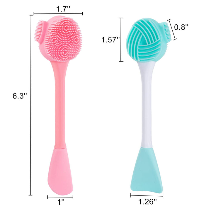 4 Pack Silicone Facial Cleansing Brush 4 in 1, Double-Ended Silicone Face Exfoliating Wash Scrub Brush for Face Skincare and Massage (Multicolored)