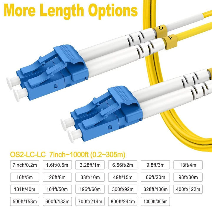 OS2 LC to LC Single Mode Fiber Patch Cables 4m(13ft), O