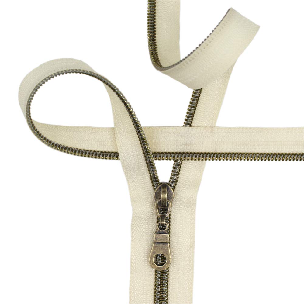 MebuZip #5 Antique Brass Metallic Nylon Coil Zippers by