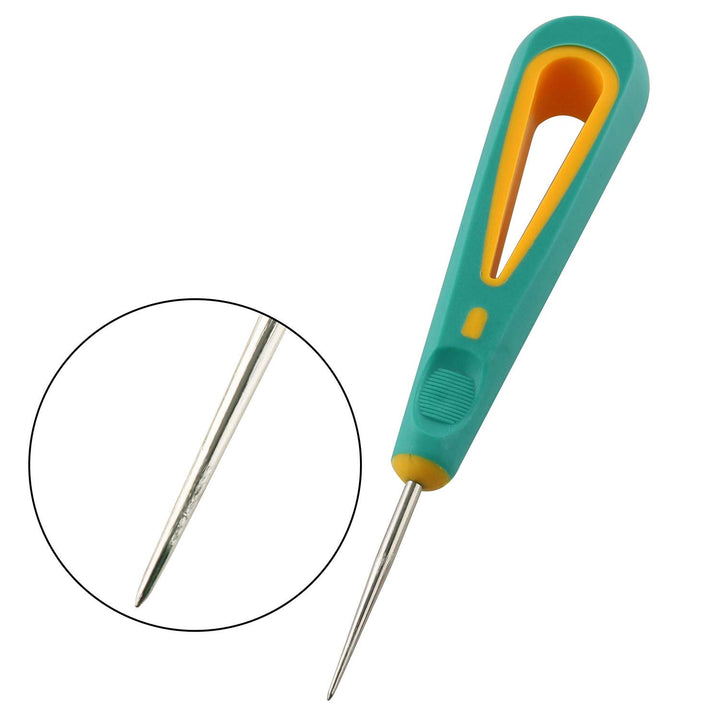Steel Sticher Sewing Awl Shoes Repair Sewing Crochet Hook Needle Tool with Rubber Straight Head/Hook Head/Medium Hole Awl