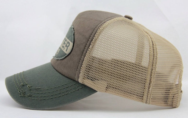 Mens Vintage Mesh Trucker Hat Outdoor Adjustable Snapback Baseball Cap Sun Protection Cap Army Green