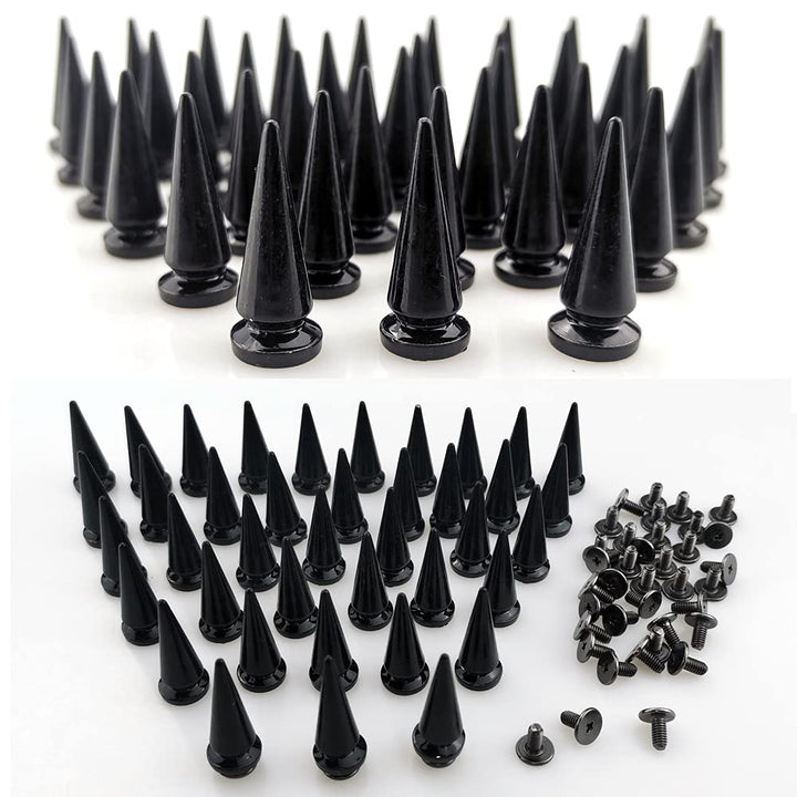 40 Pairs Black Cone Spikes Punk Rivets and Screwback Studs Metal Bullet Spikes Studs for Clothing DIY Leather Craft