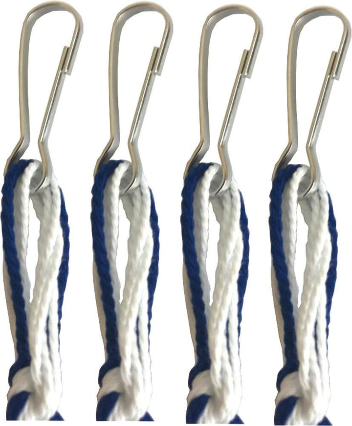 Pants/Jeans Tzitzits (Set of Four) White with Blue Thread - Tassels with Hanging Hooks (with Longer Blue Messiah Thread) (Royal Blue)