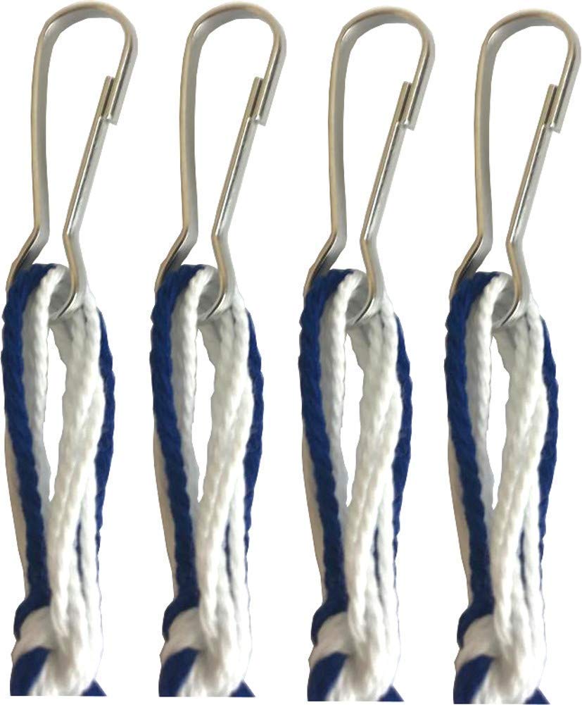 Pants/Jeans Tzitzits (Set of Four) White with Blue Thread - Tassels with Hanging Hooks (with Longer Blue Messiah Thread) (Royal Blue)