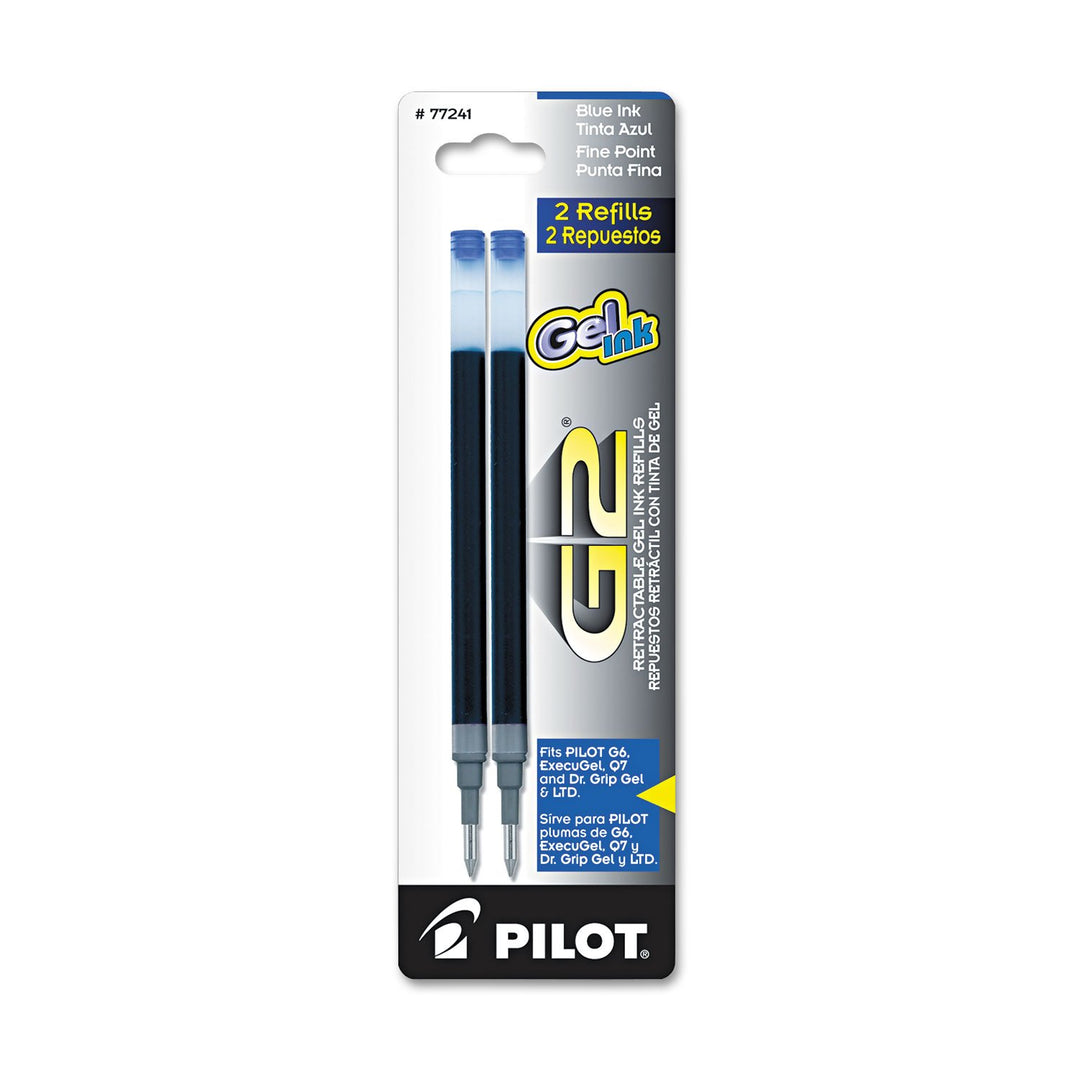 Pilot G2 Gel Ink Refill, 2-Pack for Rolling Ball Pens, Fine Point, Blue Ink (77241)