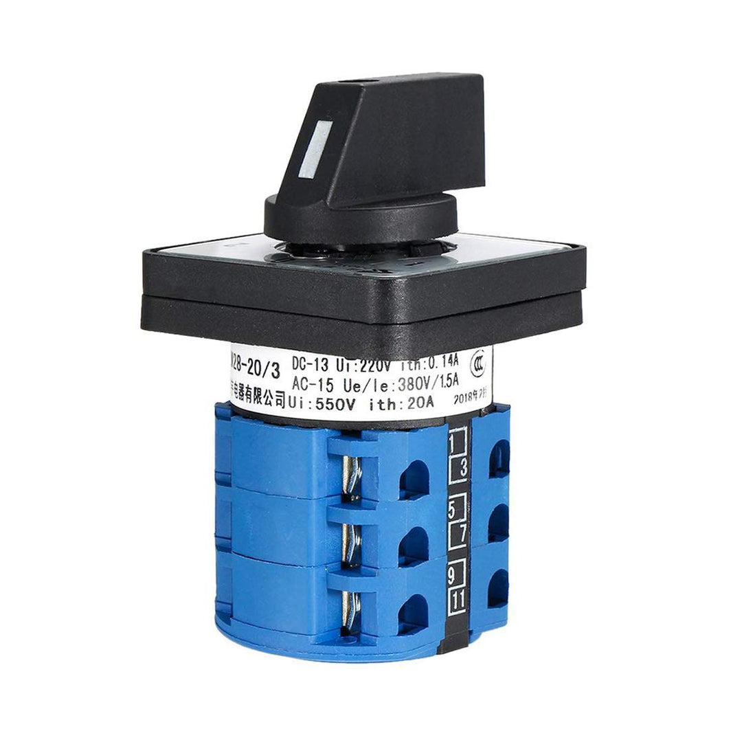 Changeover Switch LW28-20 3 Positions 12 Terminals Universal Rotary Cam Selector Latching Switches 550V 20A