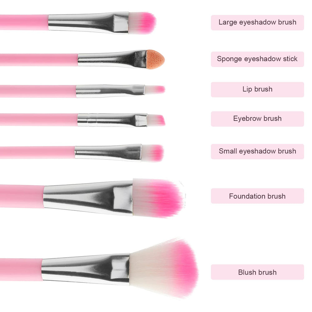 7Pcs Girl Makeup Brushes,Synthetic Fiber Make up Brush Set Foundation Blush eyeshadow Eyebrow Lip Brush Blending Cosmetic Beauty Brushes