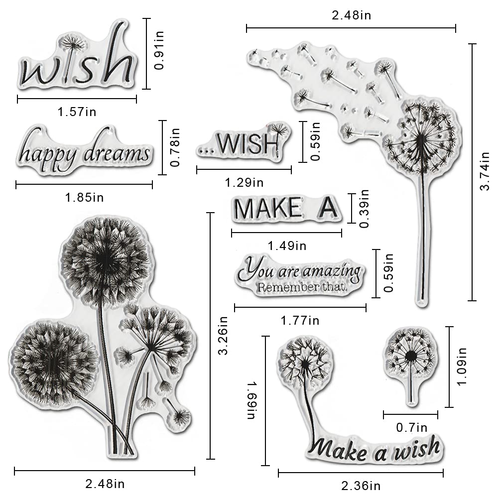 Dandelion Flowers Clear Stamps for Card Making Decorati