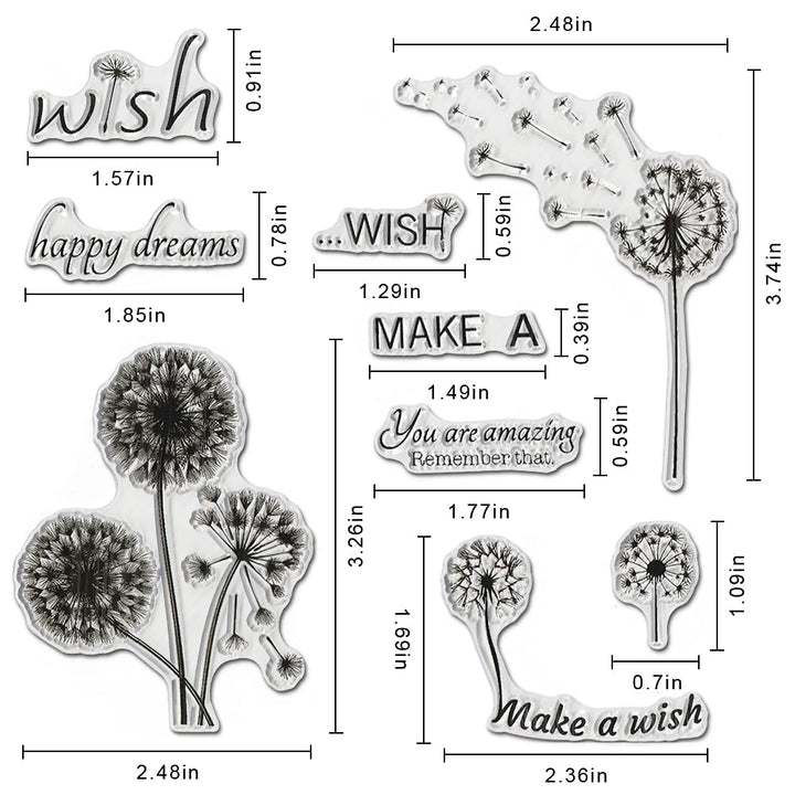 Dandelion Flowers Clear Stamps for Card Making Decorati