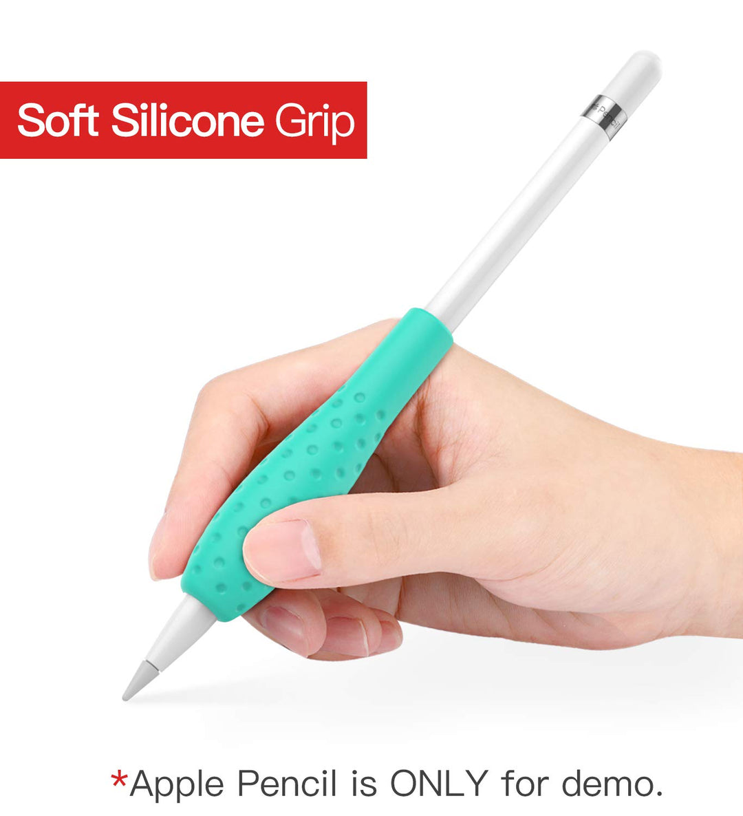 [2 Pack] Silicone Grip Holder Ergo Protective Sleeve Cover Case Accessories Compatible with Apple Pencil 1st / 2nd Generation, White &amp; Gem Green