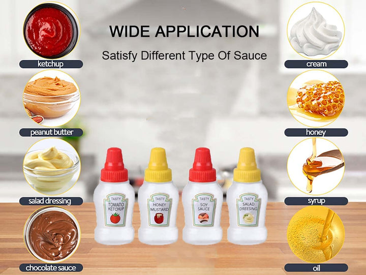 THYULIFE 4Pcs Mini Condiment Squeeze Bottles with Clean