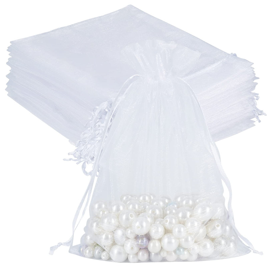 HRX Package 100pcs Sheer Organza Bags White, 6 x 9 inch