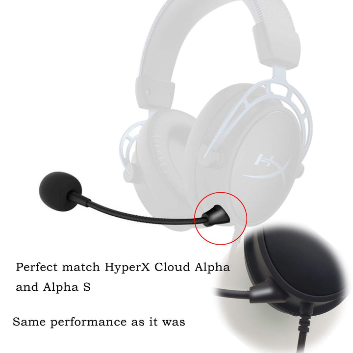 Replacement Gaming Headphone Mic compatible for Kingston HyperX Cloud Alpha S/Alpha Gaming Headset,with Foam Cover Noise Cancelling 3.5mm Detachable Headsets Micphone Boom