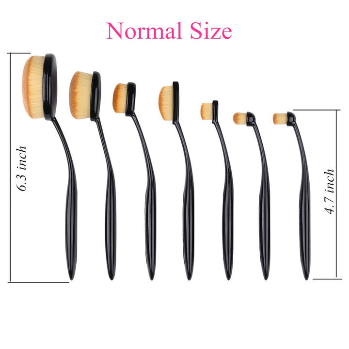 New 7Pcs Black Oval Toothbrush Makeup Brush Set Cream Contour Powder Concealer Foundation Eyeliner Cosmetics Tool