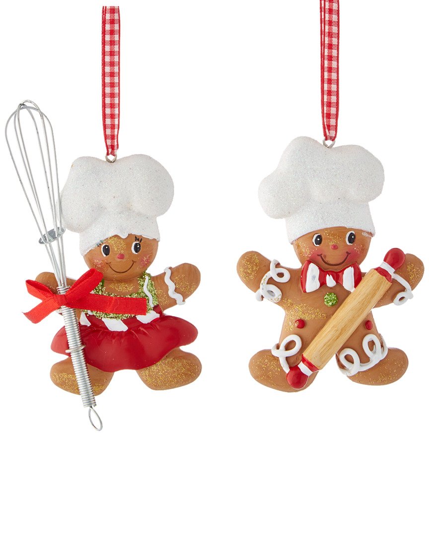 Resin Gingerbread Boy And Girl Baker Christmas Ornaments Set of 2 Assorted