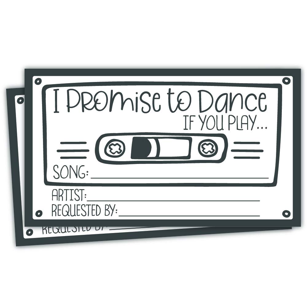 50 Retro Cassette Promise to Dance Cards - Song Request Cards for Wedding - Music Suggestion Tickets