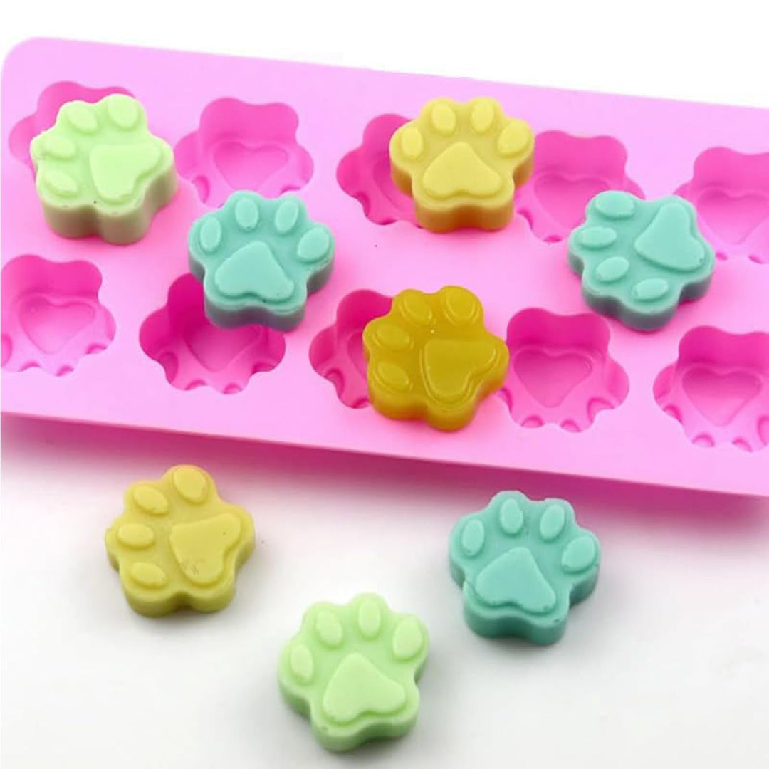 Silicone Molds, Cute Paw and Bone Dog Treat Molds Non-stick Natural Food Grade Silicone Molds for Baking/Candy/chocolate/Cookie/Jello/Gummy(3 Pcs)