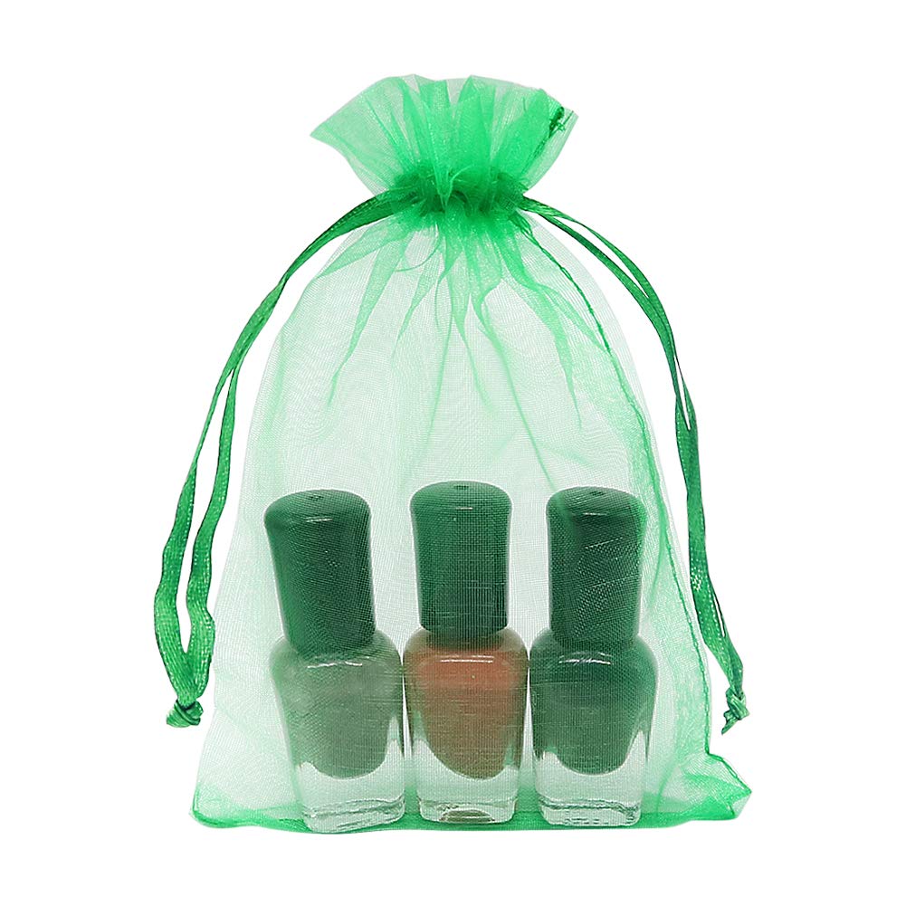 HRX Package 100pcs Organza Drawstring Bags Green, 4 x 6