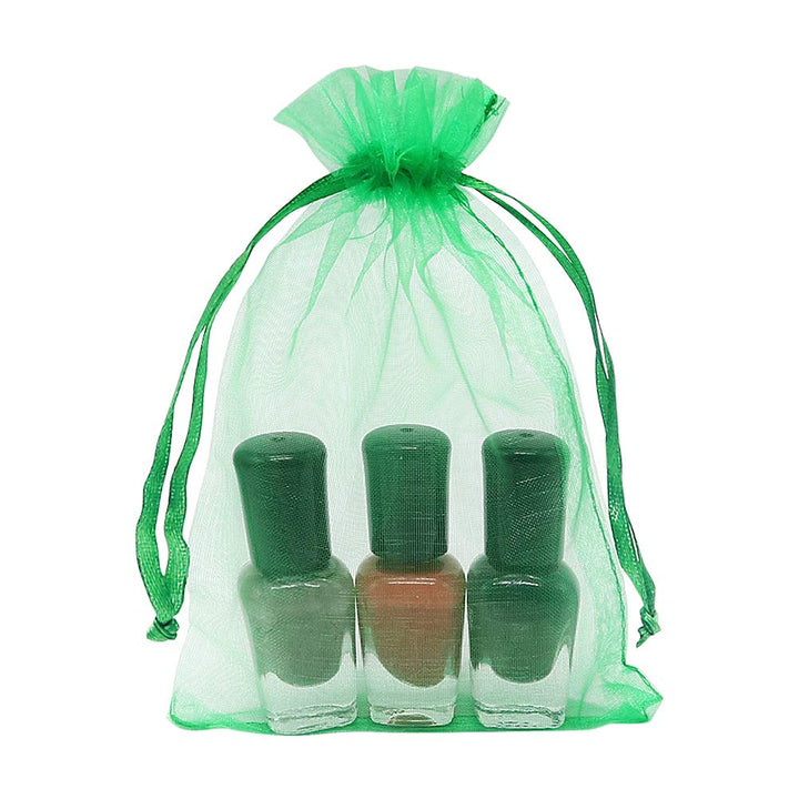 HRX Package 100pcs Organza Drawstring Bags Green, 4 x 6