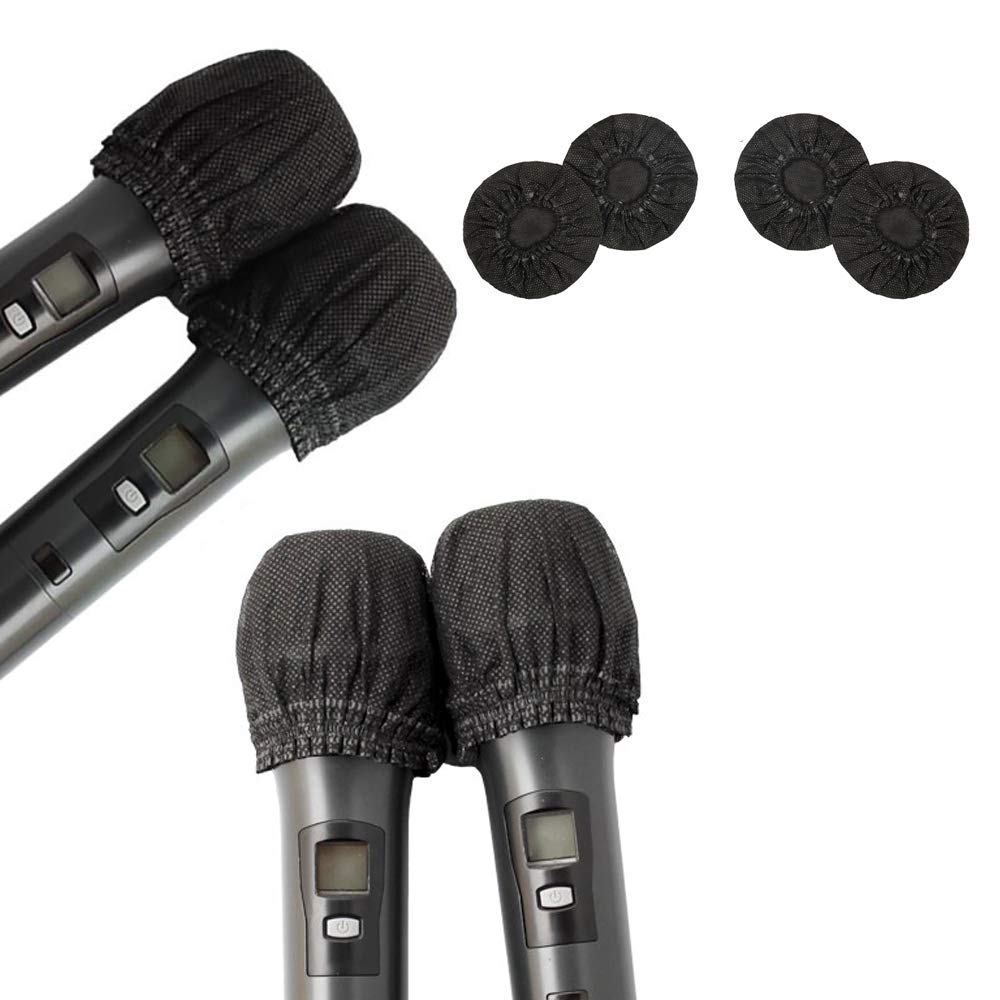100 Pack Disposable Microphone Cover Non-Woven Microphone Cover Windscreen Mic Cover Protective Cap for KTV Recording Room News Gathering