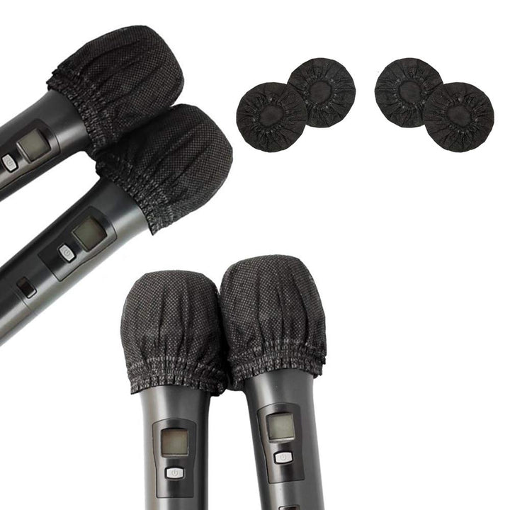 100 Pack Disposable Microphone Cover Non-Woven Microphone Cover Windscreen Mic Cover Protective Cap for KTV Recording Room News Gathering