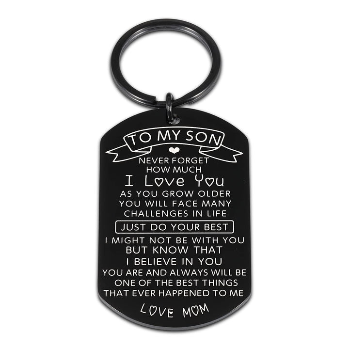 Christmas Gift for Teen Boys Men To My Son Keychain Inspirational to my Son gifts for Birthday Anniversary Graduation Gifts I Love You Son Back To School Coming of Age Gift for Him Kids