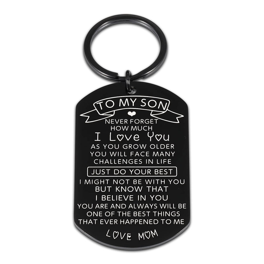 Christmas Gift for Teen Boys Men To My Son Keychain Inspirational to my Son gifts for Birthday Anniversary Graduation Gifts I Love You Son Back To School Coming of Age Gift for Him Kids