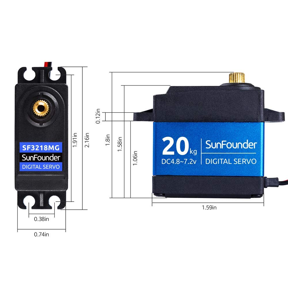 SUNFOUNDER 20 kg Servo Motor High Torque Servo, TD8120MG Metal Gear Digital Servo, Aluminium Case, 270° Angle Control for RC Robot Cars
