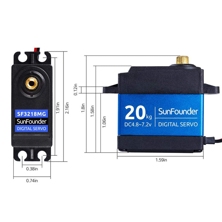 SUNFOUNDER 20 kg Servo Motor High Torque Servo, TD8120MG Metal Gear Digital Servo, Aluminium Case, 270° Angle Control for RC Robot Cars