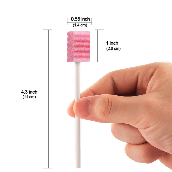 (100 Pack) Disposable Oral Swabs, Sterile Dental Sponge Swabsticks Unflavored for Mouth & Gum Cleaning - Sponge and Paper Rod.