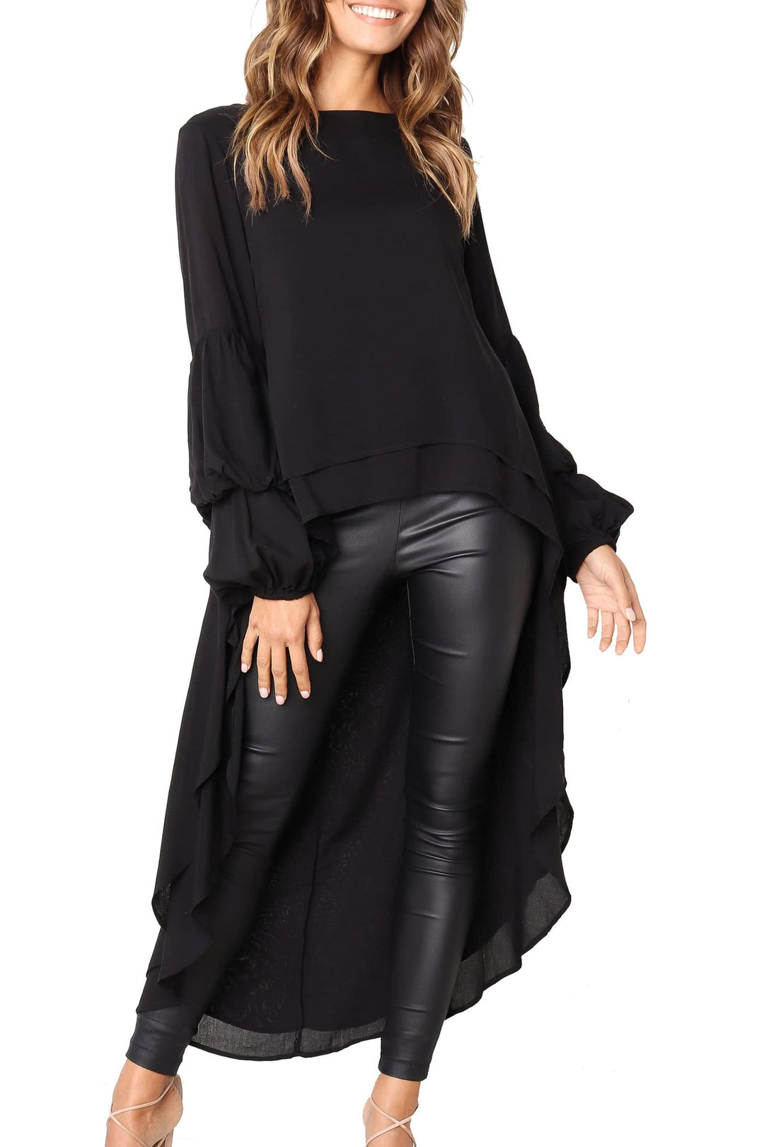 PRETTYGARDEN Women&#39;s Lantern Long Sleeve Round 