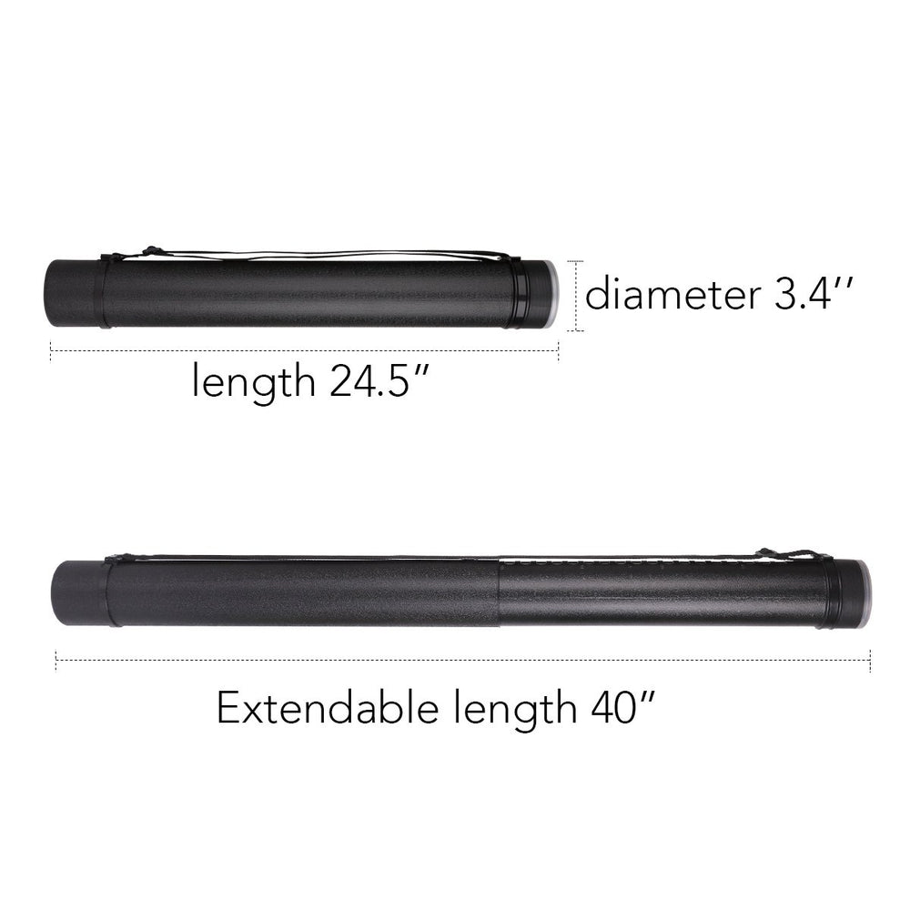 Poster Documents Storage Tube 24-40 Extendable for Artworks, Blueprints, Drafting and Scrolls Color Black