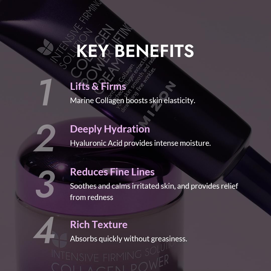 [Mizon] Collagen Power Lifting Cream (35ml) Day and Night Anti-Aging and Intensive Moisturizing, 75% Marine Collagen, Reduce Fine Lines and Age Spots, Korean Skin Care