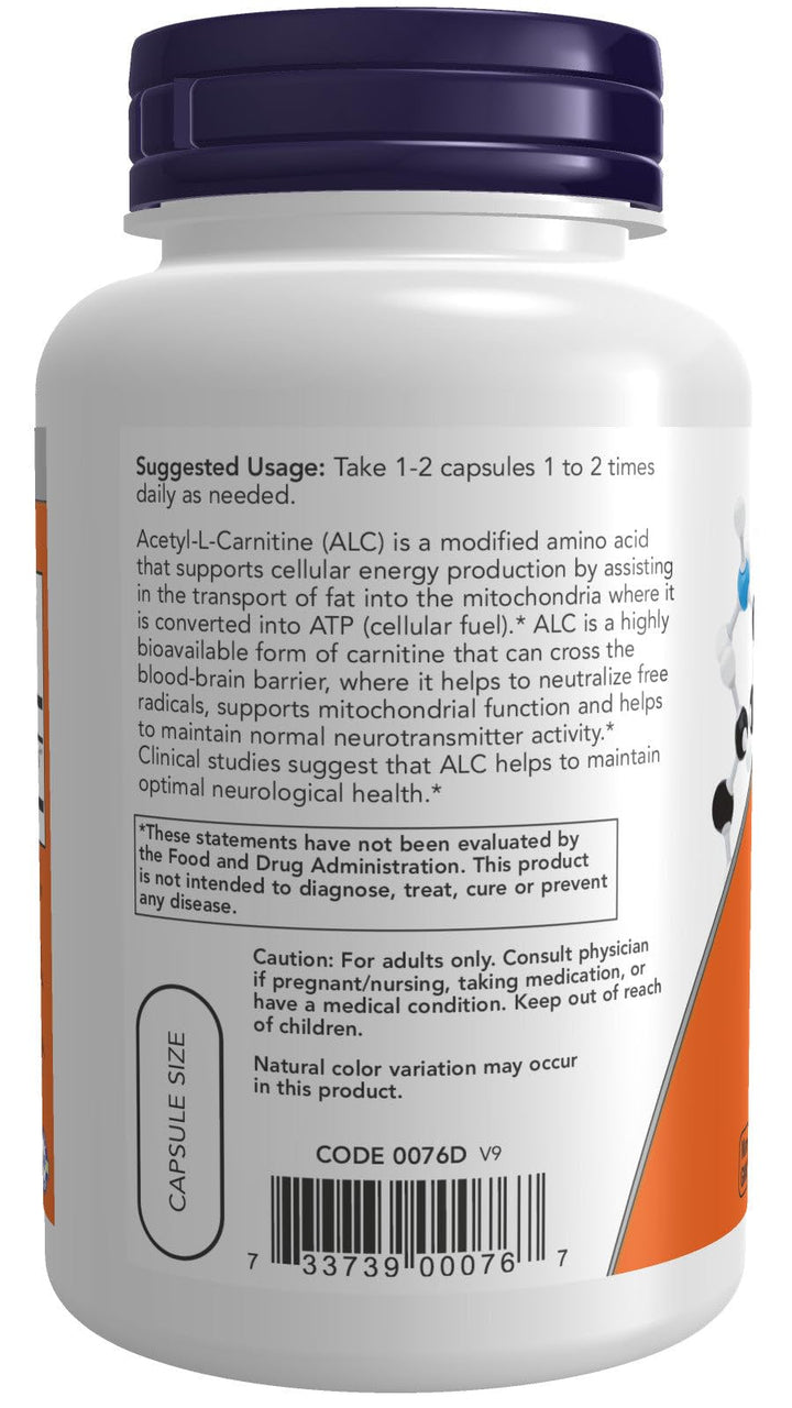 Now Foods Acetyl L-Carnitine 500 mg 100 caps