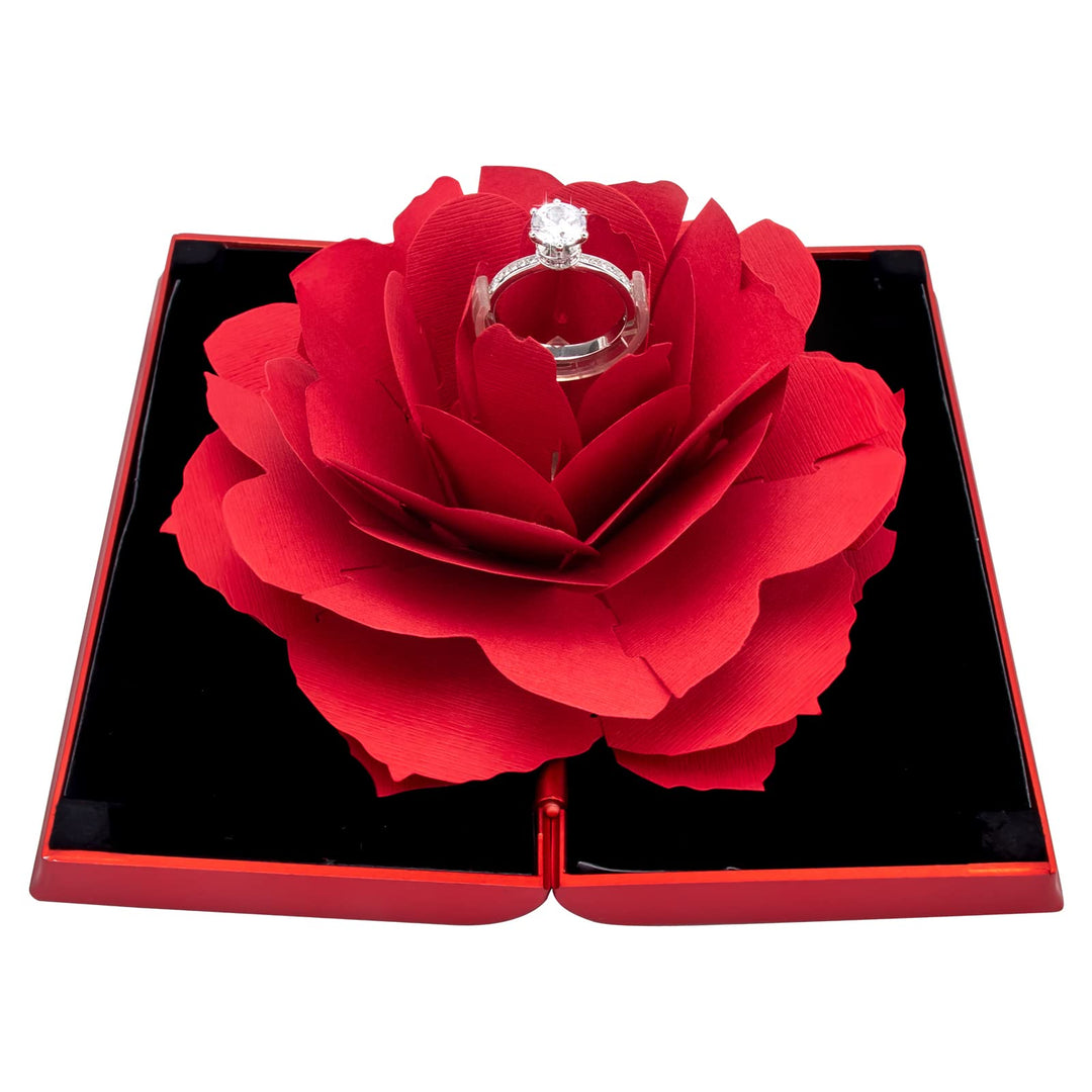 Engagement Ring Box,Ring Rose Box Surprise Jewelry Stor