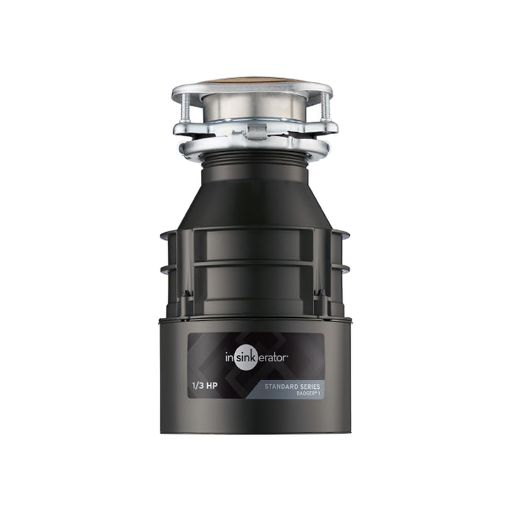 Garbage Disposal, Badger 1, Standard Series, 1/3 HP Continuous Feed, Black, Waterborne Grey Enamel
