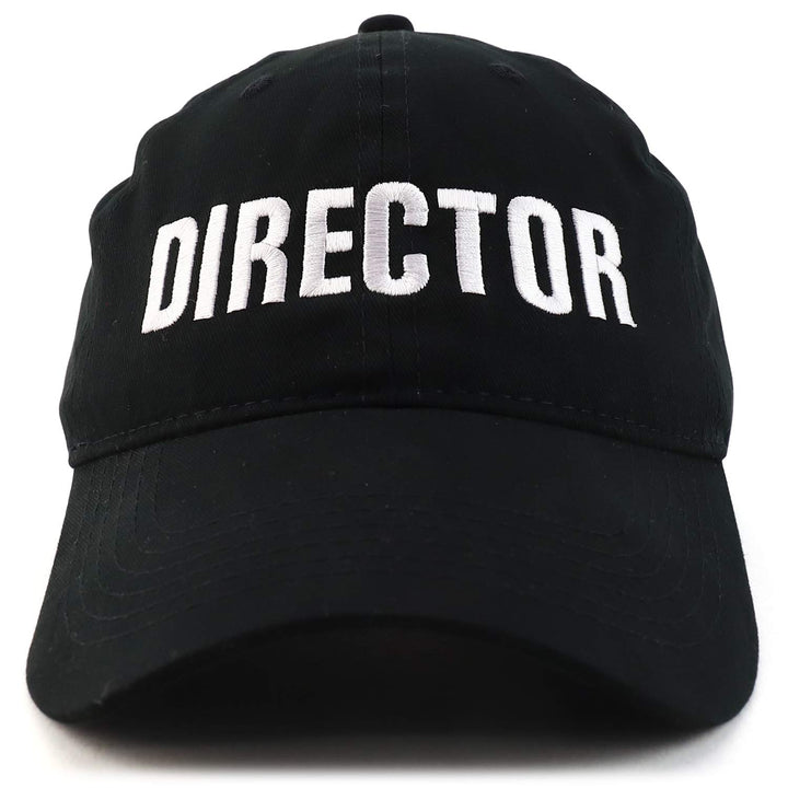 Director Embroidered Soft Cotton Low Profile Dad Hat Baseball Cap - Black