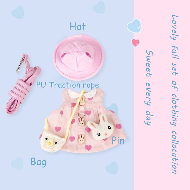 Guinea Pig Clothes,Rabbit Harness,Ferret Bunny Clothes with Pet Rabbit Harness and Leash Mini Hat Bag Cute Brooch for Kitten Small Animal Collars