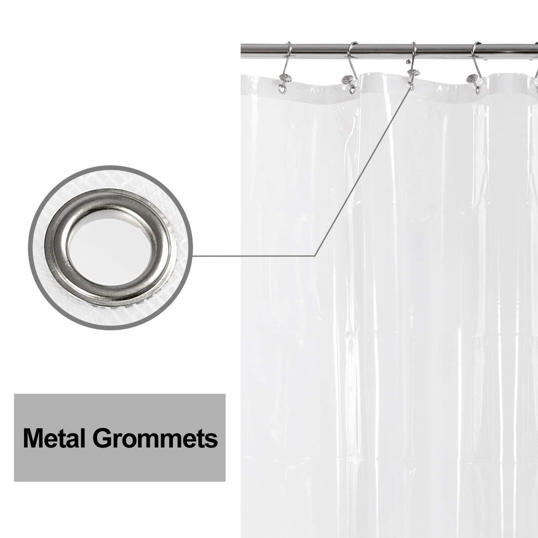 Clear Shower Curtain Liner 82 Width by 74 Height with Free Hooks - 6 Bottom Magnets, Waterproof PEVA, 12 Metal Grommets Curtain PEVA, 82x74