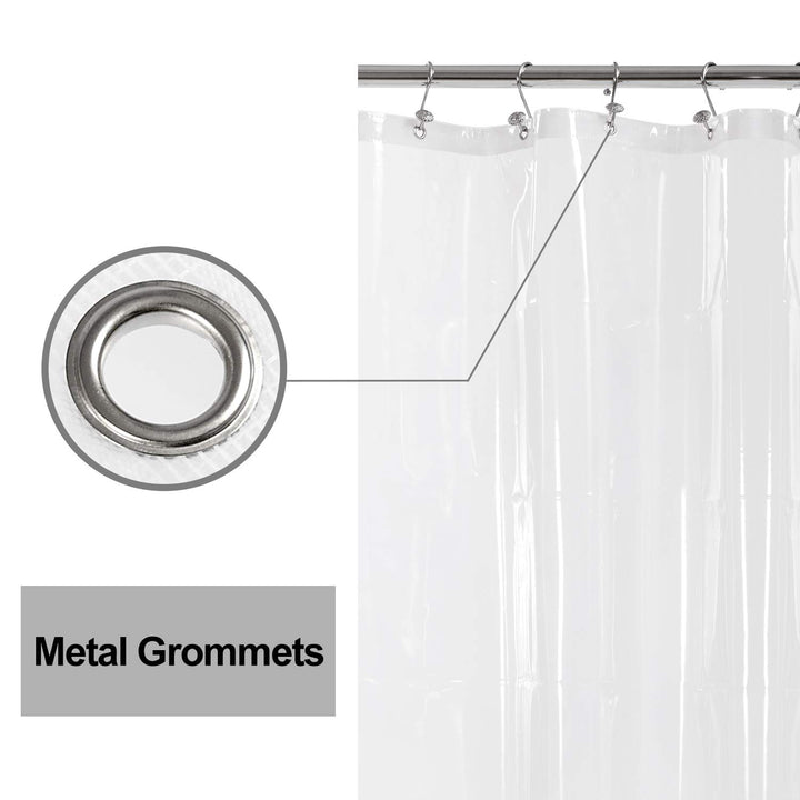 Clear Shower Curtain Liner 82 Width by 74 Height with Free Hooks - 6 Bottom Magnets, Waterproof PEVA, 12 Metal Grommets Curtain PEVA, 82x74