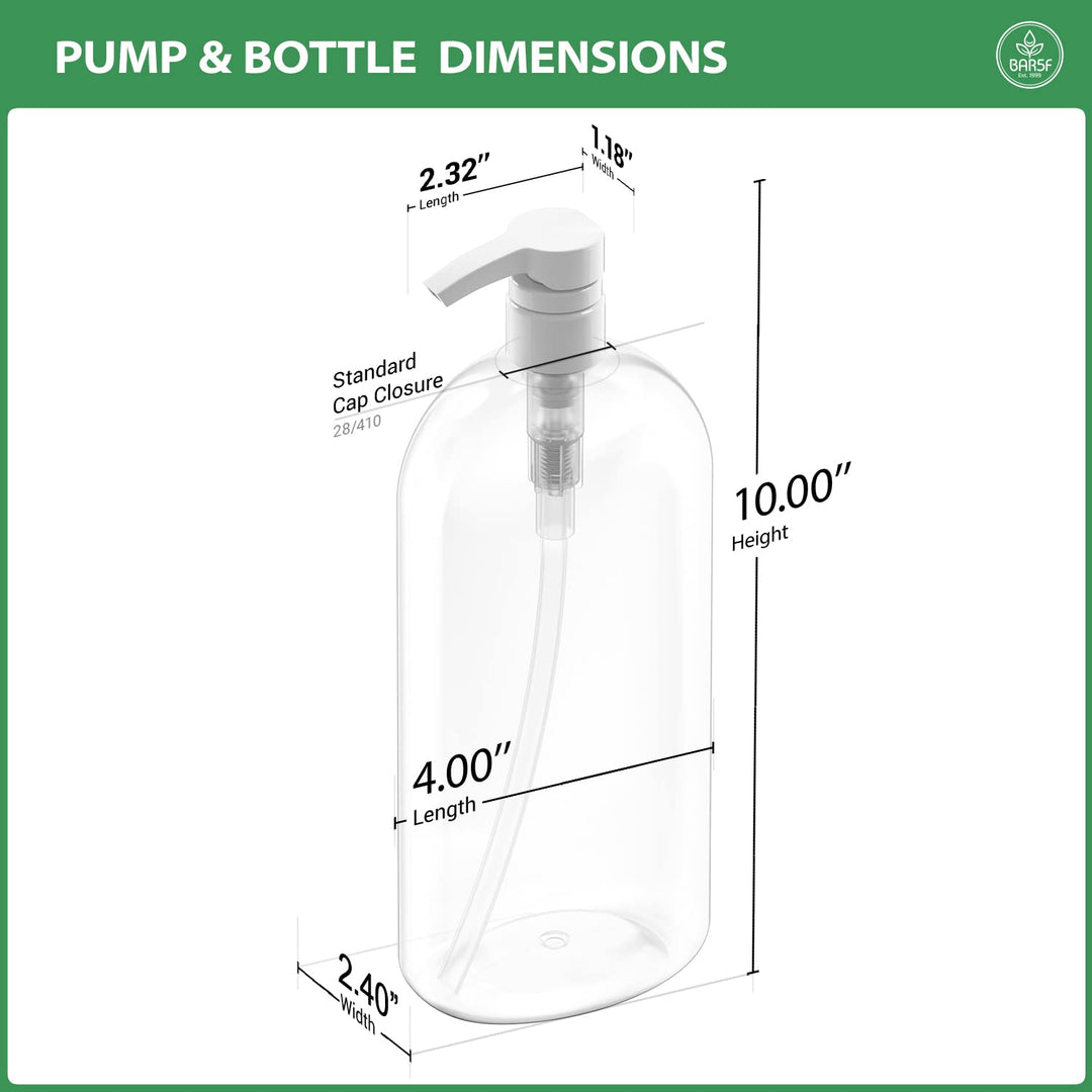 Empty Shampoo Pump Bottles 32-Ounce BPA-Free 3-Pack White