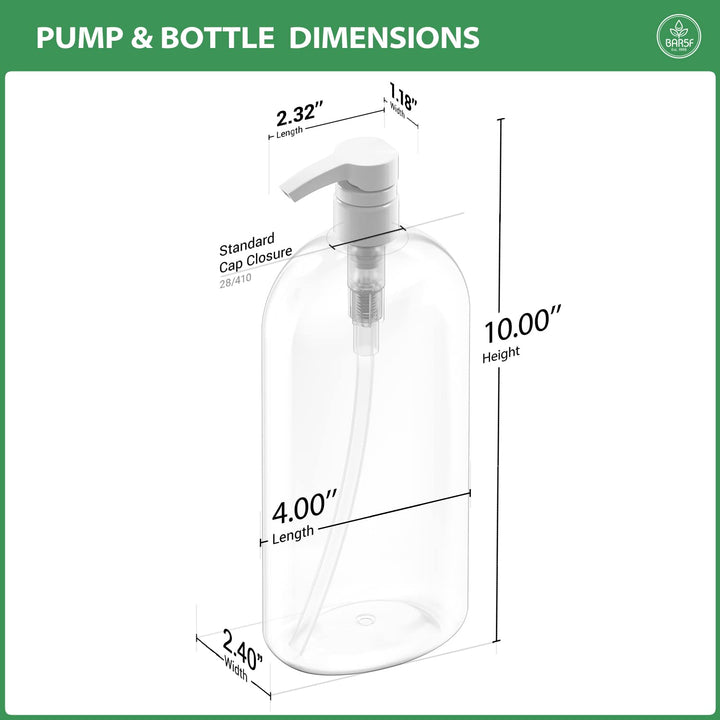 Empty Shampoo Pump Bottles 32-Ounce BPA-Free 3-Pack White