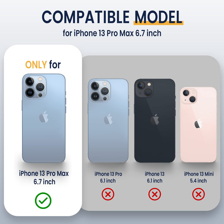 Armor Case for iPhone 13 Pro Max Stand Case with Slide Camera Cover &amp; Kickstand Military Grade Heavy Duty Protective with Magnetic Car Mount Holder for iPhone 13 Pro Max 6.7 (Silver, 6.7 inch)