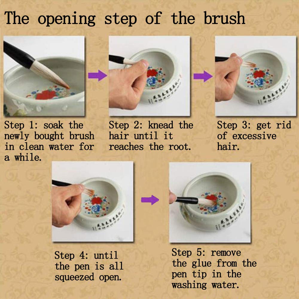 Juedi Chinese Calligraphy Brush Set Chinese Brush Set Watercolor Sumi Drawing Brush Writing Painting Pack of 5